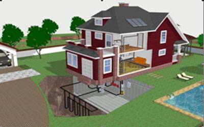 戶式地源熱泵豎直地埋管換熱系統(tǒng)示意圖 戶式地源熱泵豎直地埋管換熱系統(tǒng)示意圖